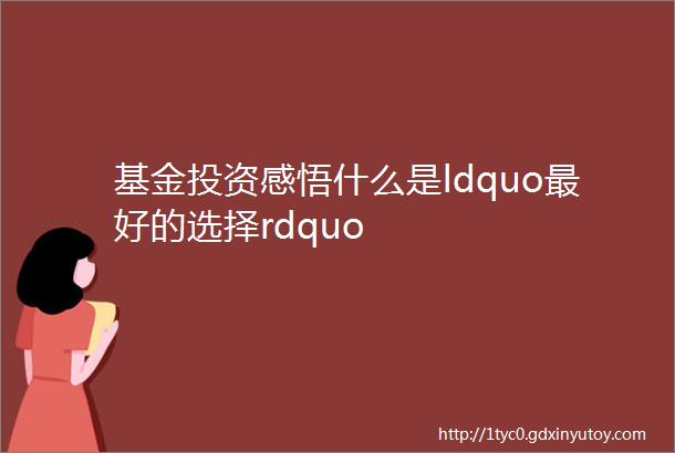 基金投资感悟什么是ldquo最好的选择rdquo